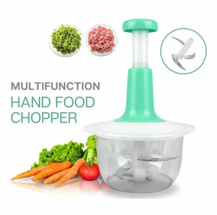 Manual Food Chopper, 2000ML Speedy Chopper with 3 Curved Stainless Steel Blades, Handheld Vegetable Chopper